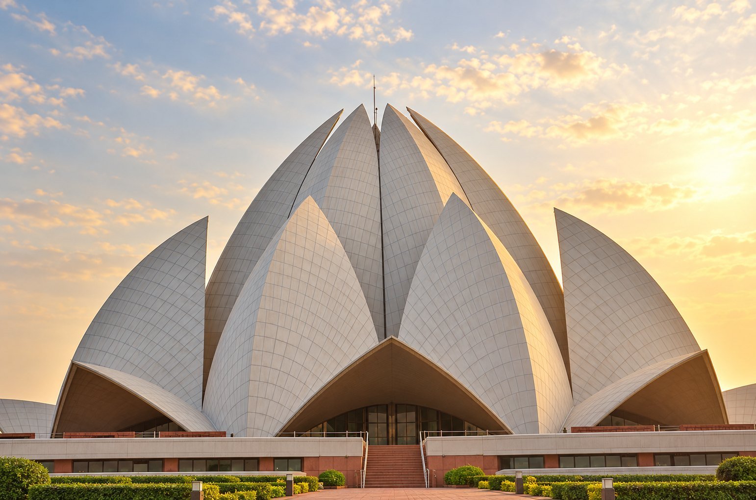 Fotografía del Templo del Loto en Delhi, sin personas